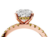 Rose gold Cushion Cut Diamond Solitaire Ring with Round with Yellow Sapphire side stone Pavé Band and Four-Prong Setting_40