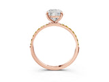 Rose gold Cushion Cut Diamond Solitaire Ring with Round with Yellow Sapphire side stone Pavé Band and Prong Setting_15