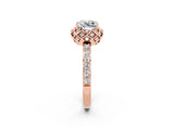 Rose gold Cushion Cut Diamond Solitaire Ring with Shared Prong Pavé Band_2