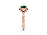 Rose gold Cushion Cut Diamond Solitaire Ring with Shared Prong Pavé Band_2