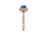 Rose gold Cushion Cut Diamond Solitaire Ring with Shared Prong Pavé Band_2