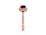 Rose gold Cushion Cut Diamond Solitaire Ring with Shared Prong Pavé Band_2
