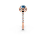 Rose gold Cushion Cut Diamond Solitaire Ring with Shared Prong Pavé Band_2