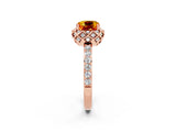 Rose gold Cushion Cut Diamond Solitaire Ring with Shared Prong Pavé Band_2