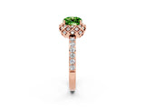Rose gold Cushion Cut Diamond Solitaire Ring with Shared Prong Pavé Band_2