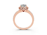 Rose gold Cushion Cut Diamond Solitaire Ring with Shared Prong Pavé Band_3