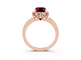 Rose gold Cushion Cut Diamond Solitaire Ring with Shared Prong Pavé Band_3