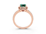 Rose gold Cushion Cut Diamond Solitaire Ring with Shared Prong Pavé Band_3