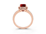Rose gold Cushion Cut Diamond Solitaire Ring with Shared Prong Pavé Band_3