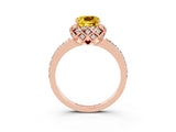 Rose gold Cushion Cut Diamond Solitaire Ring with Shared Prong Pavé Band_3