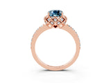 Rose gold Cushion Cut Diamond Solitaire Ring with Shared Prong Pavé Band_3