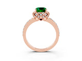 Rose gold Cushion Cut Diamond Solitaire Ring with Shared Prong Pavé Band_3