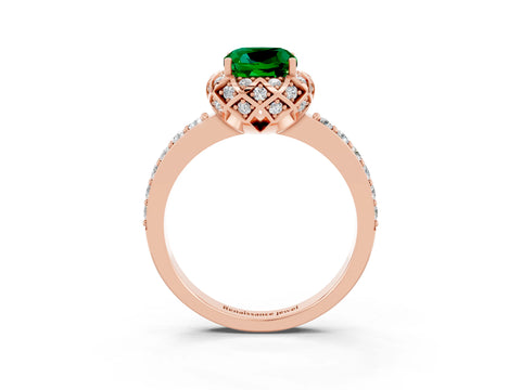 Rose gold Cushion Cut Diamond Solitaire Ring with Shared Prong Pavé Band_3