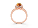Rose gold Cushion Cut Diamond Solitaire Ring with Shared Prong Pavé Band_3
