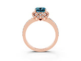 Rose gold Cushion Cut Diamond Solitaire Ring with Shared Prong Pavé Band_3
