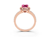 Rose gold Cushion Cut Diamond Solitaire Ring with Shared Prong Pavé Band_3