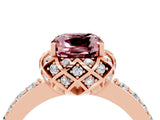 Rose gold Cushion Cut Diamond Solitaire Ring with Shared Prong Pavé Band_4