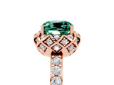 Rose gold Cushion Cut Diamond Solitaire Ring with Shared Prong Pavé Band_5