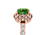 Rose gold Cushion Cut Diamond Solitaire Ring with Shared Prong Pavé Band_5