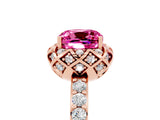 Rose gold Cushion Cut Diamond Solitaire Ring with Shared Prong Pavé Band_5