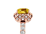 Rose gold Cushion Cut Diamond Solitaire Ring with Shared Prong Pavé Band_5
