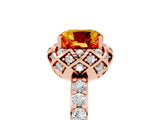 Rose gold Cushion Cut Diamond Solitaire Ring with Shared Prong Pavé Band_5
