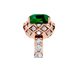 Rose gold Cushion Cut Diamond Solitaire Ring with Shared Prong Pavé Band_5