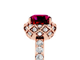 Rose gold Cushion Cut Diamond Solitaire Ring with Shared Prong Pavé Band_5