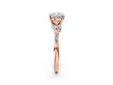 Rose gold Cushion Cut Diamond Solitaire Ring with Side Stones and Four-Prong Setting_48