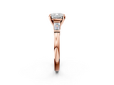 Rose gold Cushion Cut Diamond Solitaire Ring with Tapered Baguette Accents and Four-Prong Setting_114