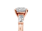 Rose gold Cushion Cut Diamond Solitaire Ring with Tapered Baguette Accents and Four-Prong Setting_117