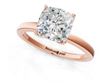 Rose gold Cushion Cut Diamond Solitaire Ring with Thin Band and Prong Setting_13