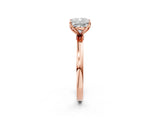 Rose gold Cushion Cut Diamond Solitaire Ring with Thin Band and Prong Setting_14