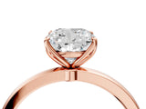 Rose gold Cushion Cut Diamond Solitaire Ring with Thin Band and Prong Setting_16