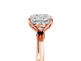 Rose gold Cushion Cut Diamond Solitaire Ring with Thin Band and Prong Setting_17