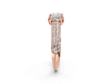 Rose gold Cushion Cut Diamond Solitaire Ring with Three-Row Pavé Band and Four-Prong Setting_39