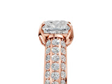 Rose gold Cushion Cut Diamond Solitaire Ring with Three-Row Pavé Band and Four-Prong Setting_42