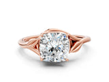 Rose gold Cushion Cut Diamond Solitaire Ring with Twist Band and Four-Prong Setting_57