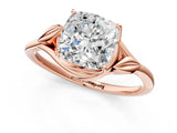 Rose gold Cushion Cut Diamond Solitaire Ring with Twist Band and Four-Prong Setting_58