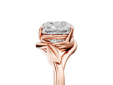 Rose gold Cushion Cut Diamond Solitaire Ring with Twist Band and Four-Prong Setting_62