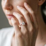 Rose gold Cushion Cut Diamond Solitaire Ring with Twisted Band and Pavé Accents_44