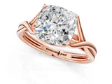 Rose gold Cushion Cut Diamond Solitaire Twist Band Prong Setting Ring_78