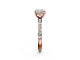 Rose gold Cushion Cut Diamond Solitaire with Pave Band and Four-Prong Setting 2