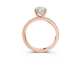 Rose gold Cushion Cut Diamond Solitaire with Pave Band and Four-Prong Setting 3