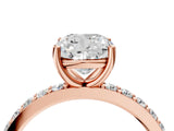 Rose gold Cushion Cut Diamond Solitaire with Pave Band and Four-Prong Setting 4