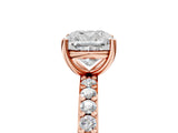 Rose gold Cushion Cut Diamond Solitaire with Pave Band and Four-Prong Setting 5