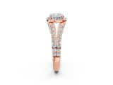 Rose gold Cushion Cut Diamond Split Shank Halo Ring with Four-Prong Setting_60