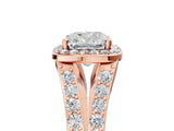 Rose gold Cushion Cut Diamond Split Shank Halo Ring with Four-Prong Setting_63