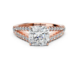 Rose gold Cushion Cut Diamond Split Shank Pavé Engagement Ring with Four-Prong Setting_81