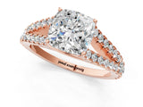 Rose gold Cushion Cut Diamond Split Shank Pavé Engagement Ring with Four-Prong Setting_82